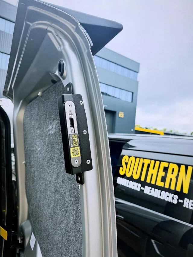 Deadlock fitted to a van rear door